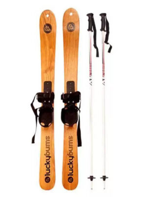 Wooden Beginner Ski Set with Ski Poles